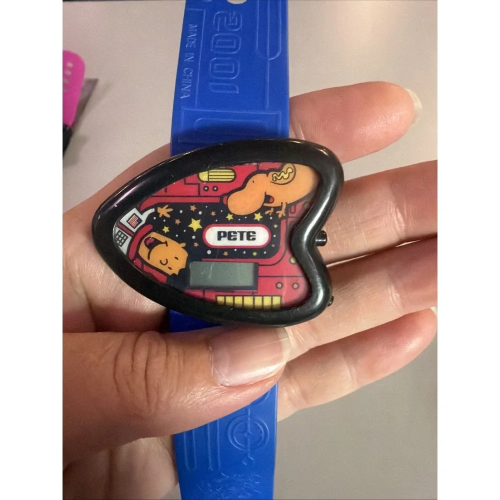 2001 Vintage Sonic Wacky Pack Junior Wristwatches Cherrie (pink) And Pete (blue)